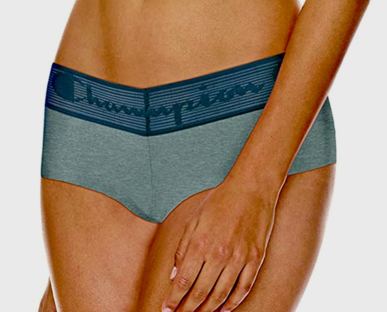 CHAMPION Wide Lace Logo Waistband Teal Green Girl BoyShort Panty Womens S L XL