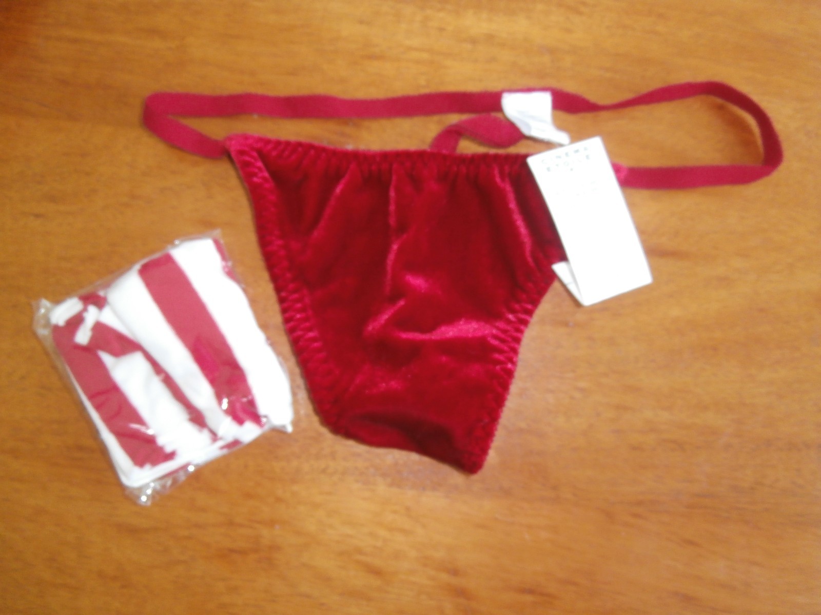 NWT Ladie’s Velvet Thong and Striped stockings