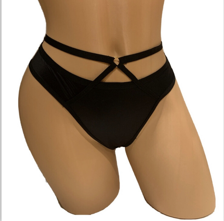 Victorias Secret Very Sexy Ring Strappy Caged Cut Out Micro Satin Thong Panty
