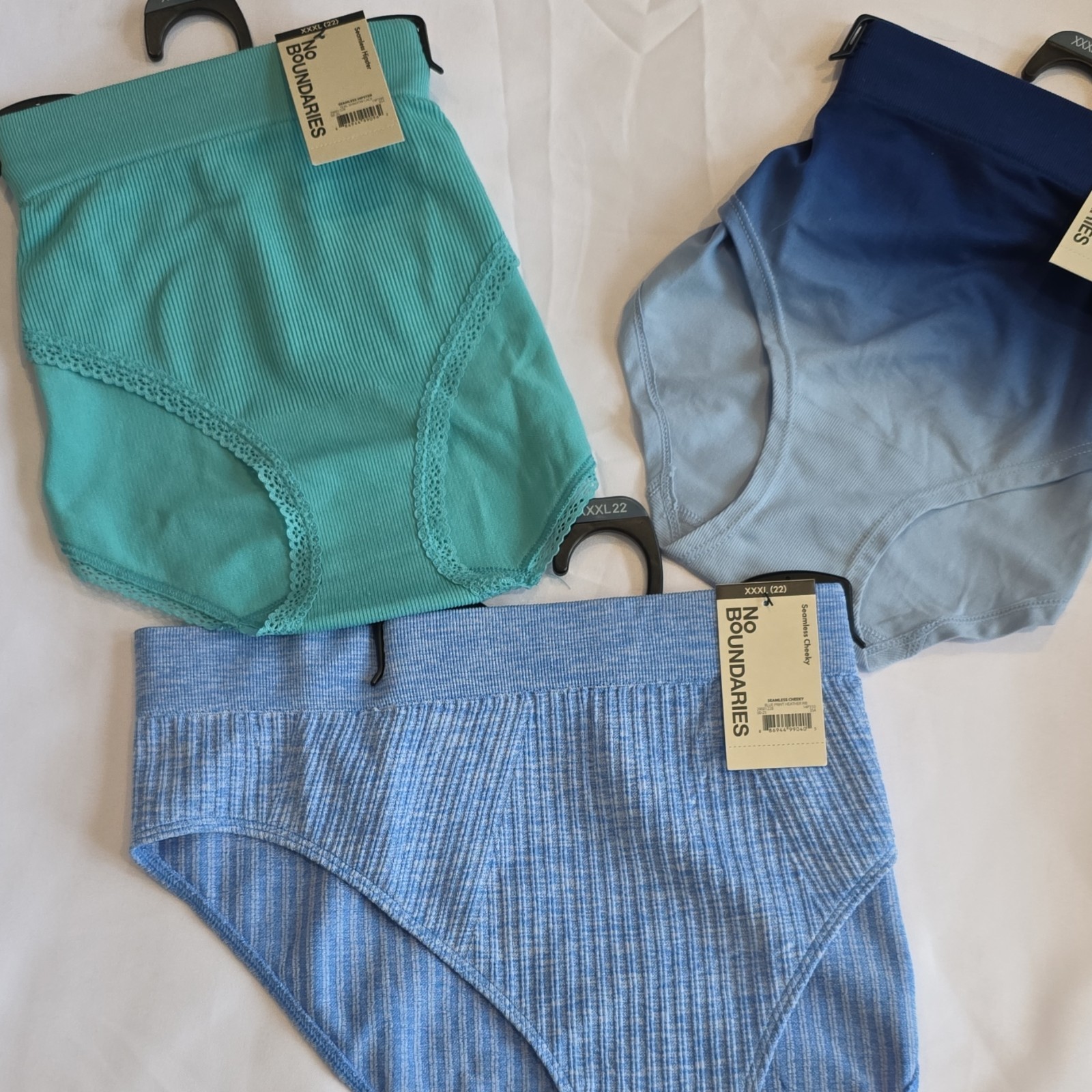 No Boundaries Seamless High Waist Panties XXXL Plus Blue Teal Lace Accents