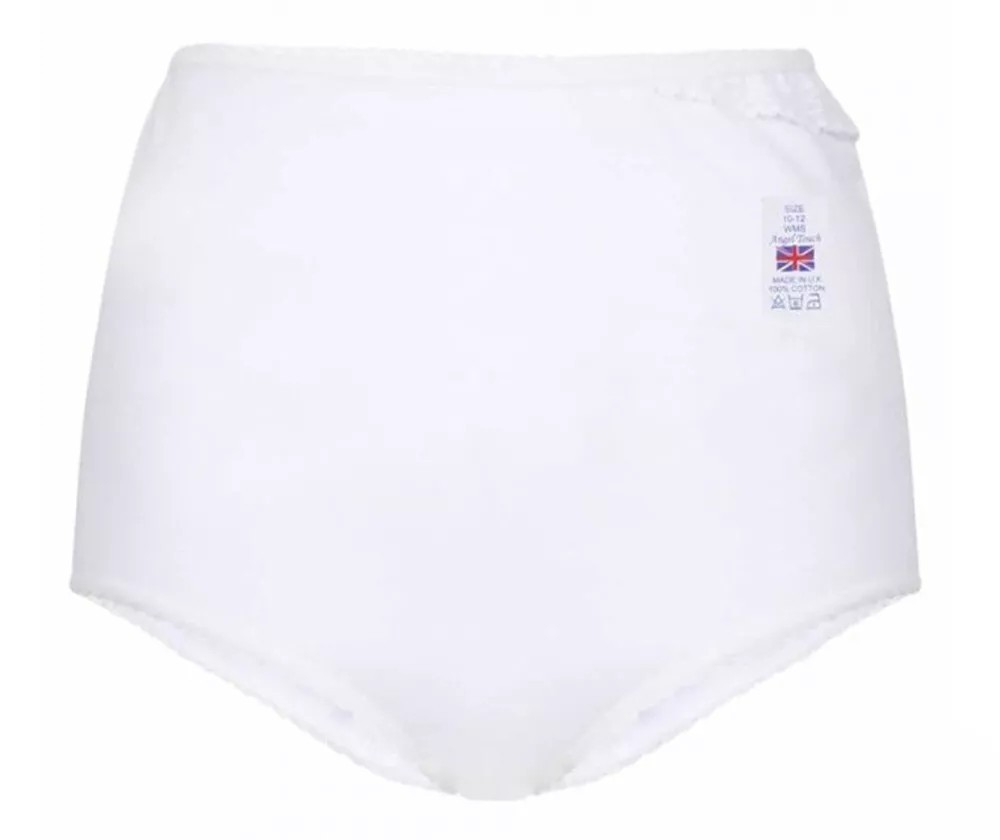 3 Pack Ladies Cotton Corner Lace Full Brief White
