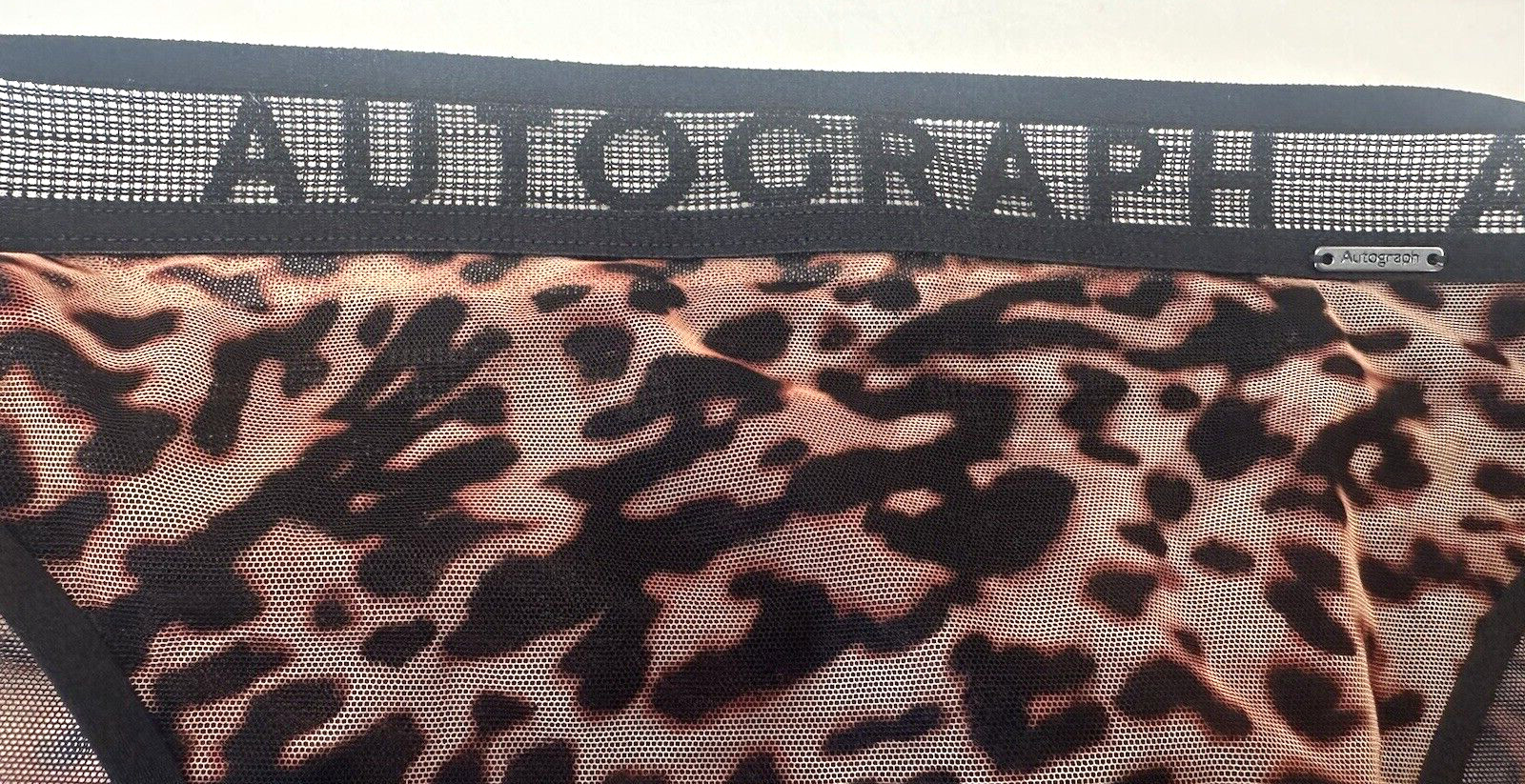 NEW! M&S Autograph black/brown animal sheer high leg branded elastic knickers