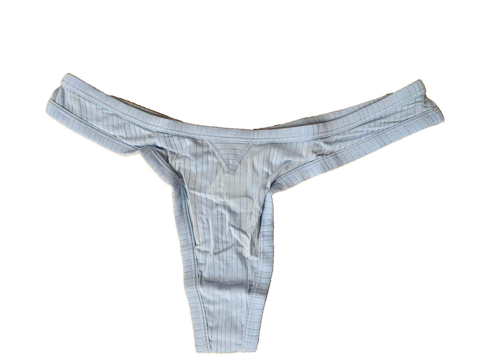 Aerie Blue Thong High Cut Ribbed Cotton Panties Size S Women’s Underwear NEW