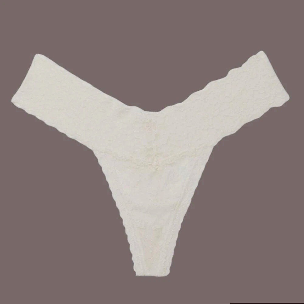 Women’s VICTORIA’S SECRET Posey Lace Thong Panty Size M White New