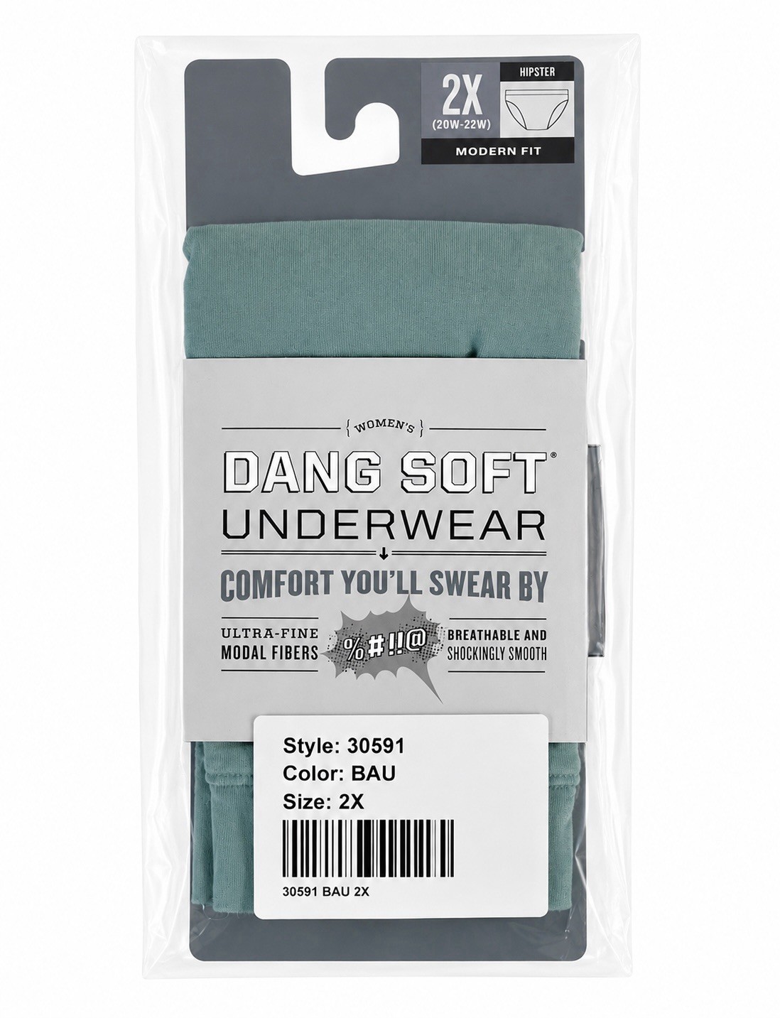 Duluth Women’s Dang Soft Underwear Modern Fit Hipster/Blue Green ~ Size 2X ~ New
