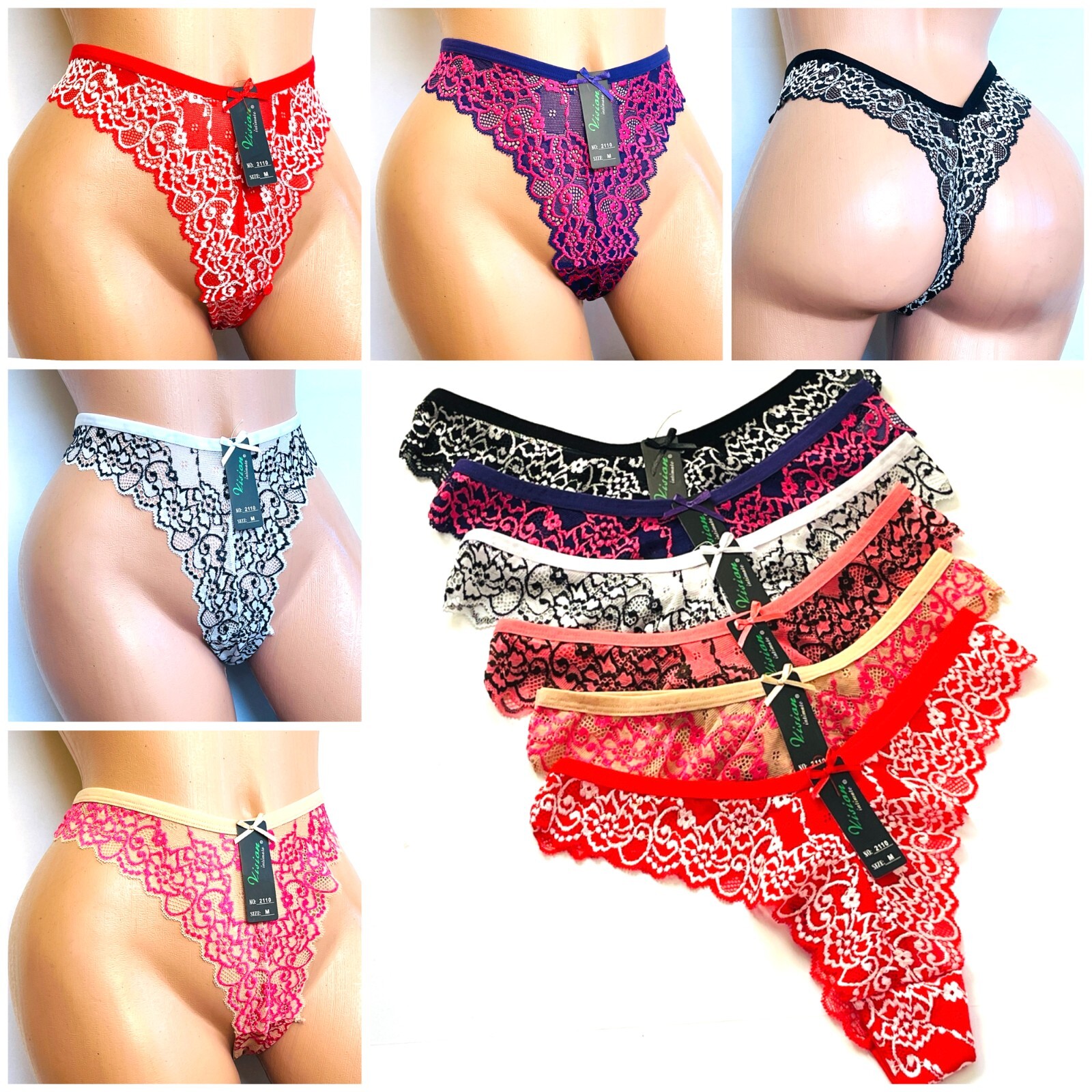 Women’s Thong Tangas G-string Undies panties 6 OR 12 lace sexy Underwear 84 S-XL