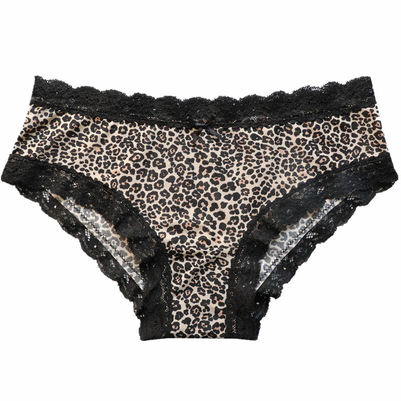 5PCS/LOT Womens Sexy Panties Brief Leopard Print Lace Underwear Lingerie Hipster