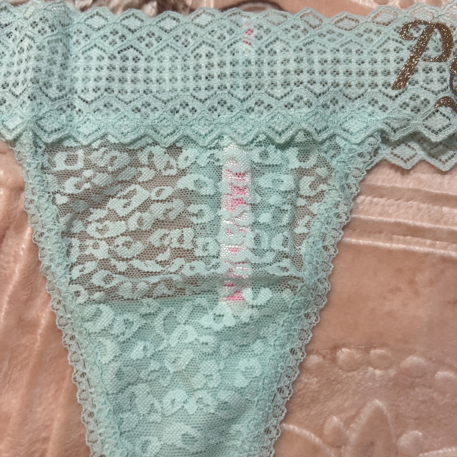 Victoria’s Secret Lace Thong Light Green Color Medium Size