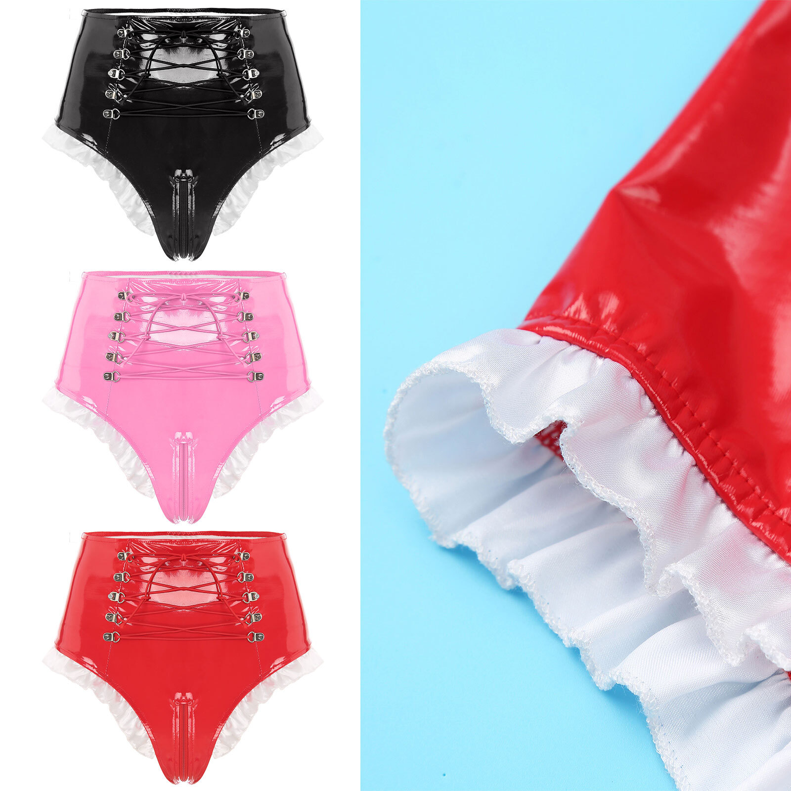 Women’s Knickers Role Play Briefs Nightclub Underwear Patent Leather Panties
