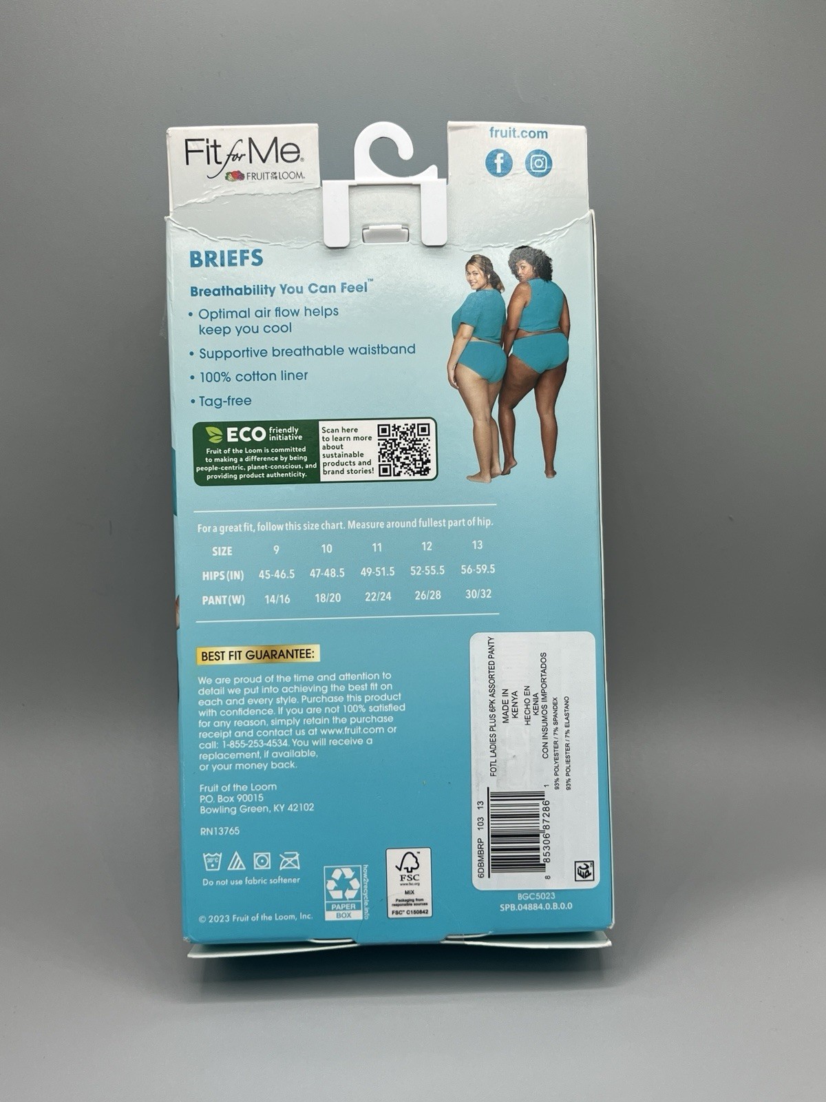 6-Pack FIT FOR ME Women’s Plus Size 12/4X Micro-Mesh Briefs Fruit of the Loom