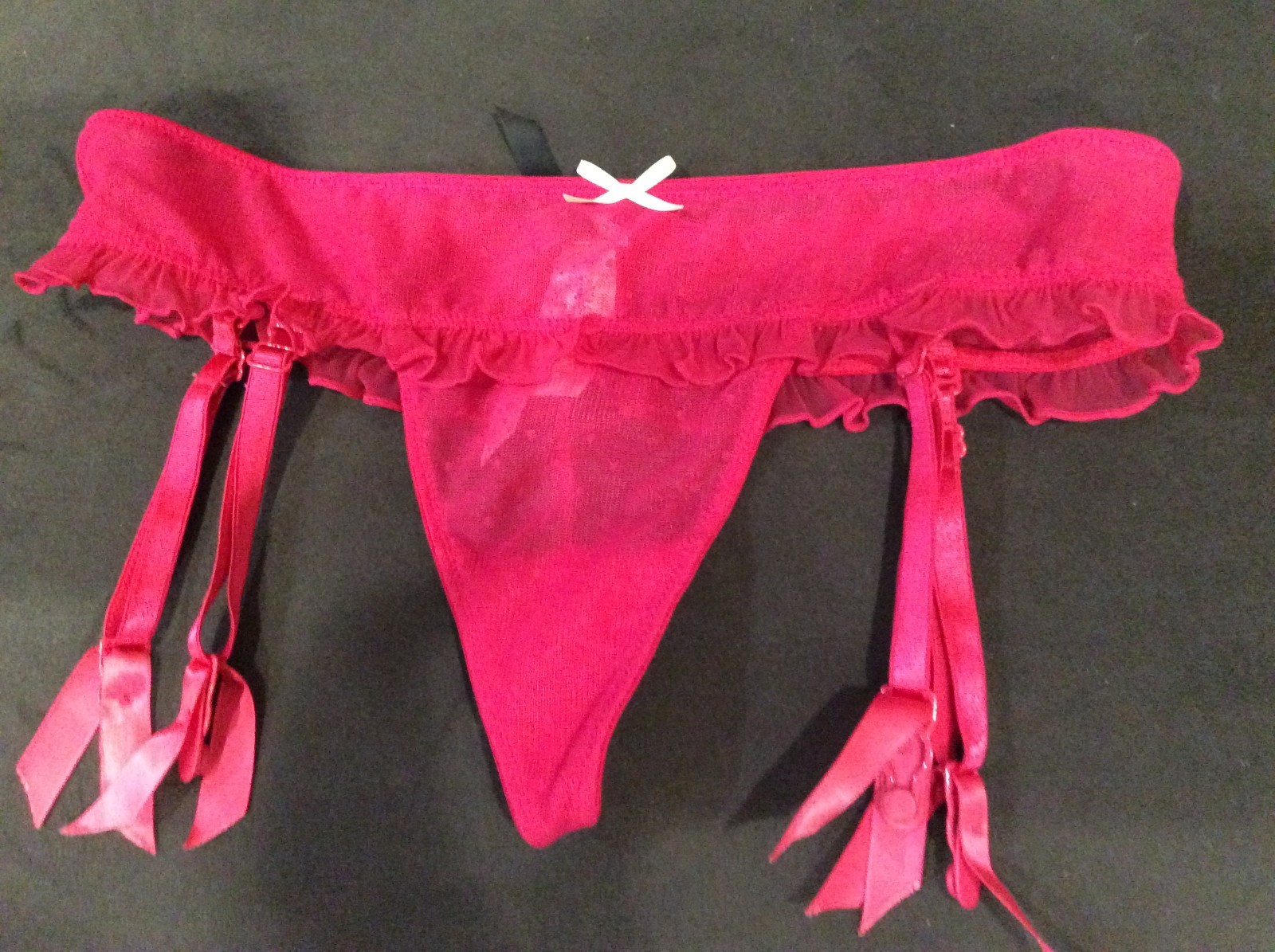Vintage 2008 Victoria Secret Sexy Little Things Pink Mesh Garter Thong Size S