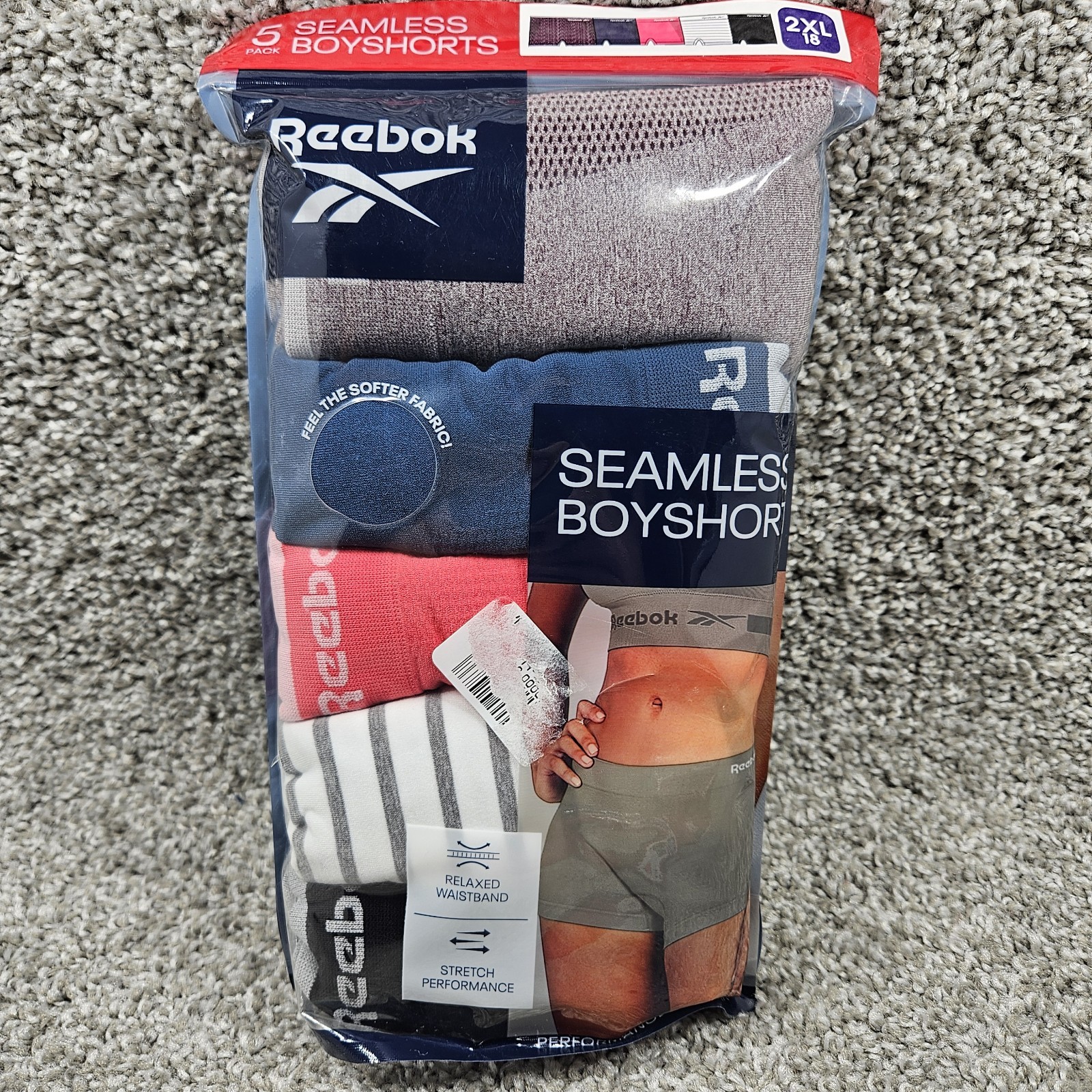 Reebok Seamless Boyshorts Underwear Womans Size 2XL 5 Pair Mixed Colors Soft