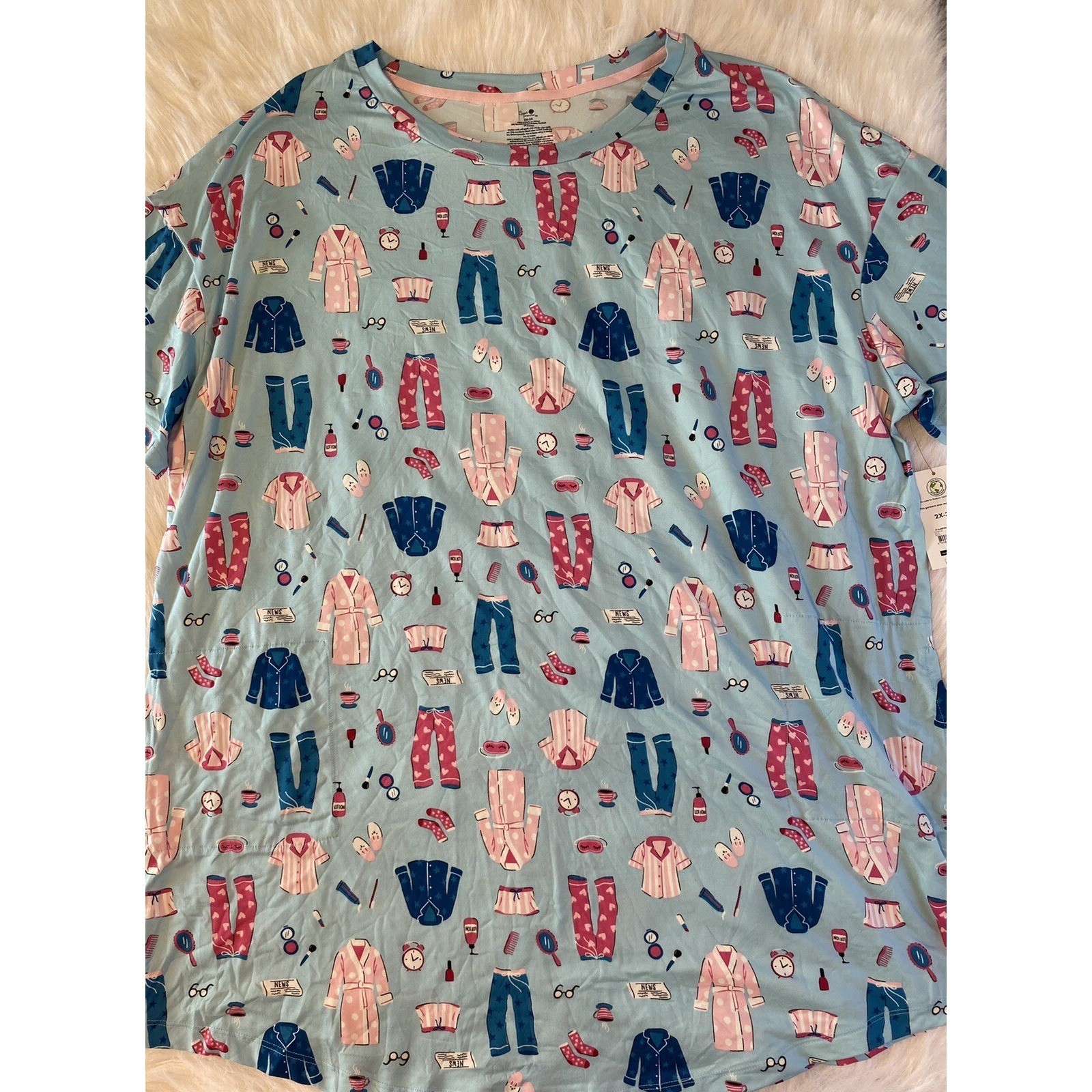 Secret Treasures Soft Nightgown Women’s Size 2X/3X Blue Pajamas With Pockets NEW