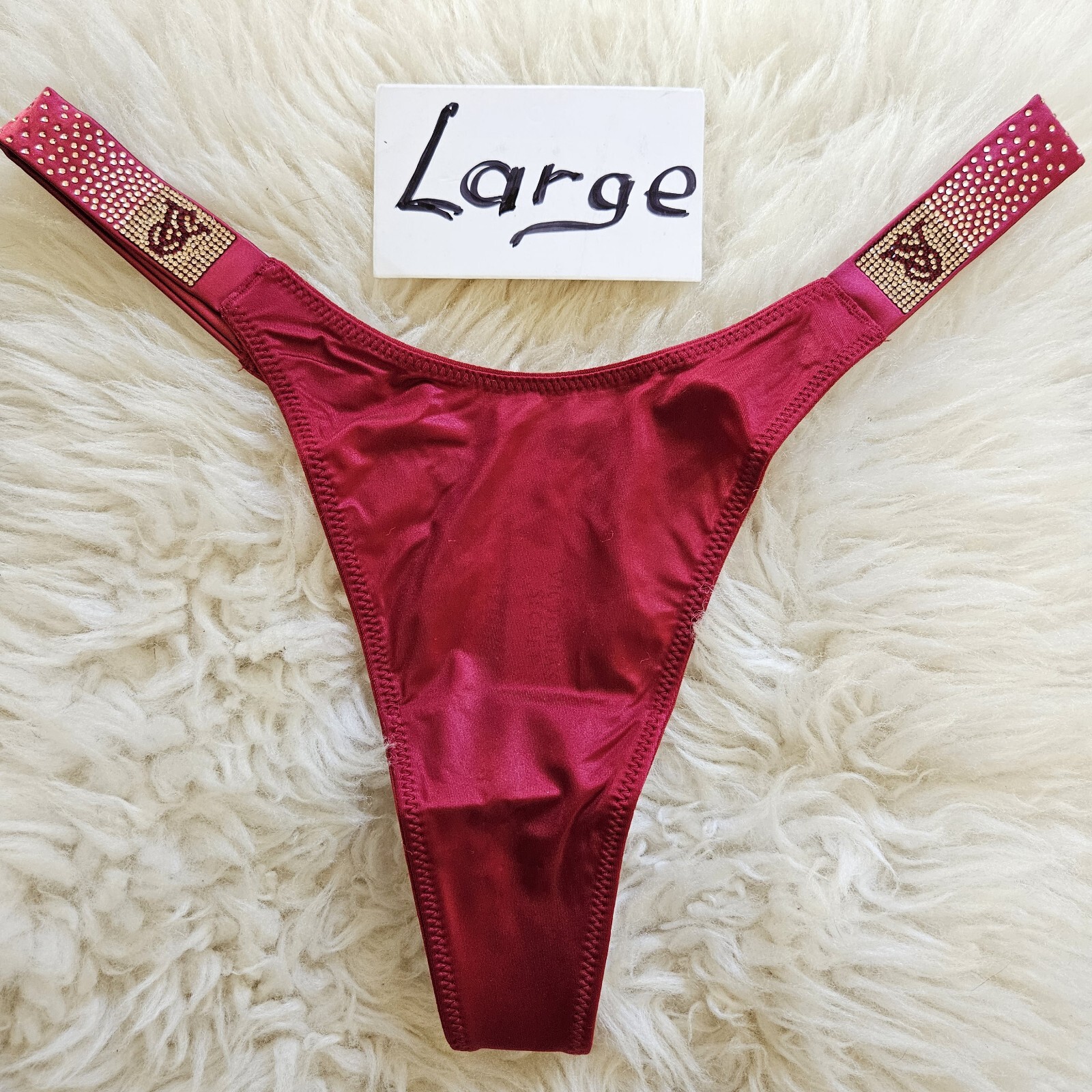 New! Victoria’s Secret bling strap thong panty Large in Red Lacquer