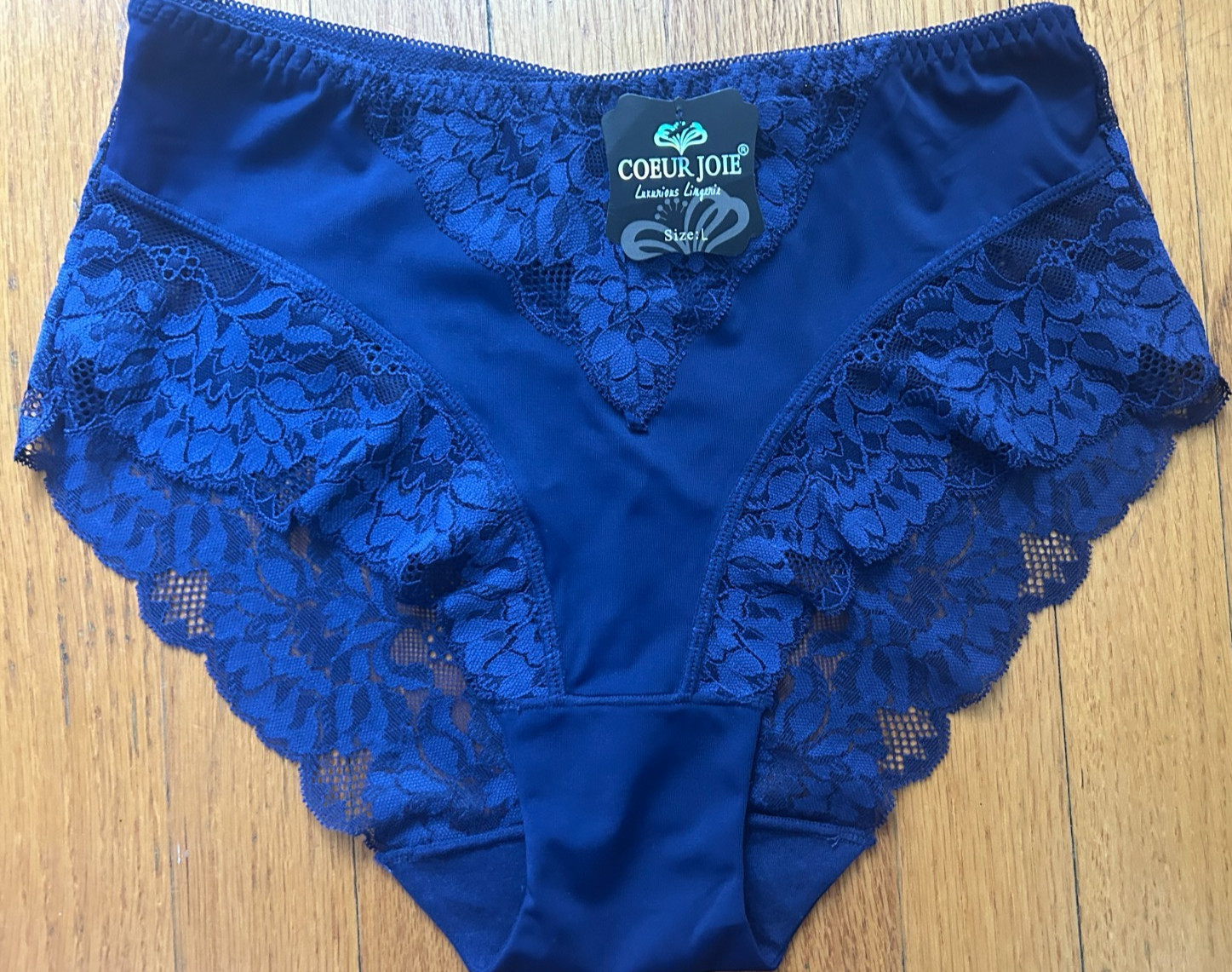 Womens SizeM/L Blue Bikini Breathable Classic with Lace Panties Elegant Panty