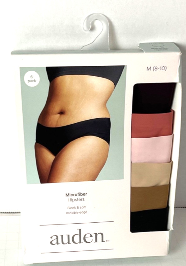 Auden 6 Pack Microfiber Womens Hipster Underwear Size M 8-10 Multicolor New