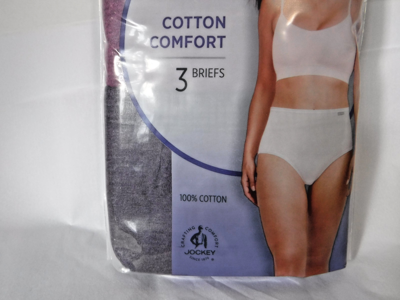 Jockey 3 Briefs Panties Cotton waistband 1484 Purple Oatmeal Boysenberry sz 7