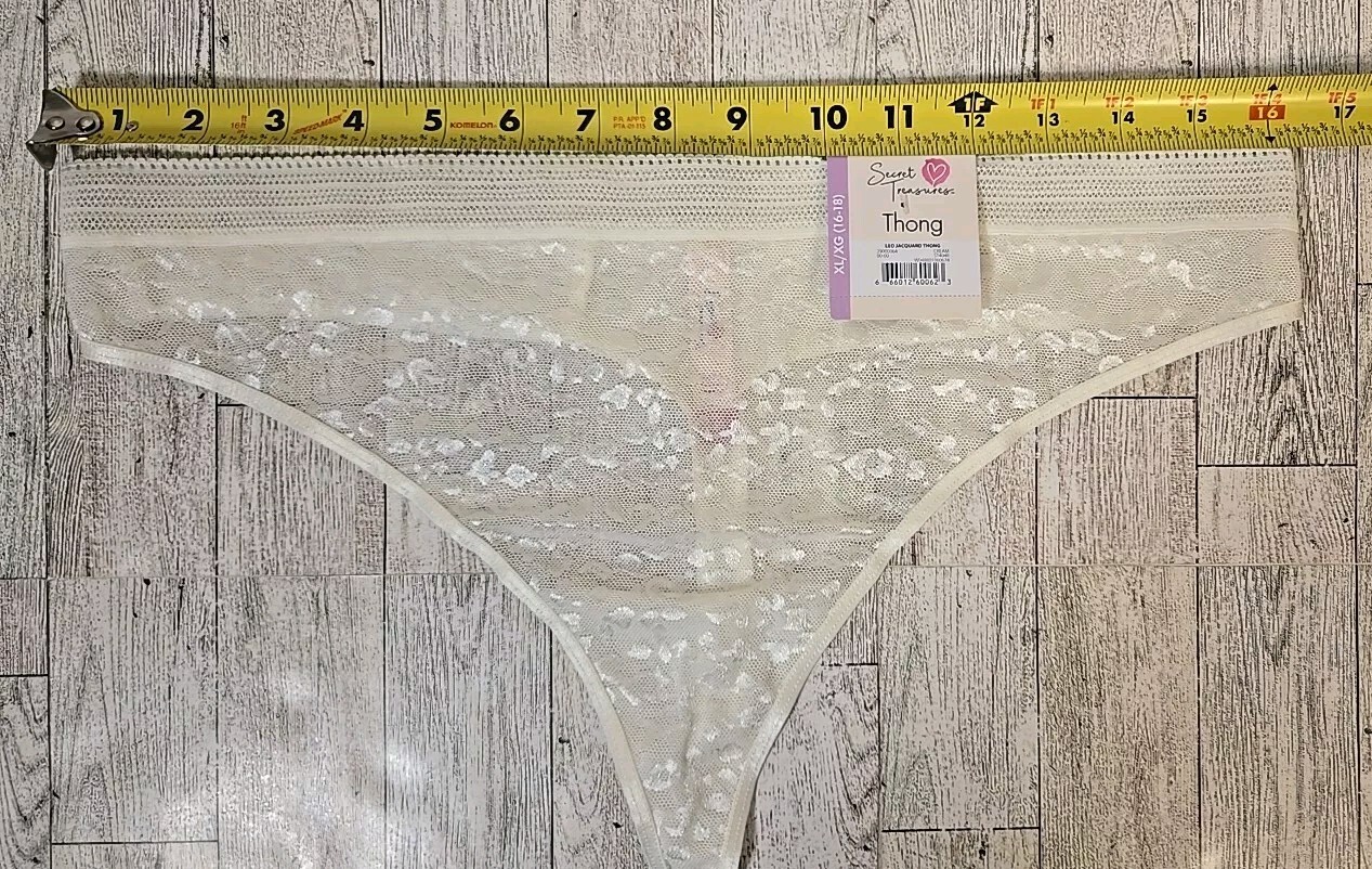 Secret Treasures Thong S XL 2X Ivory Leopard Jacquard Sexy Panties Underwear