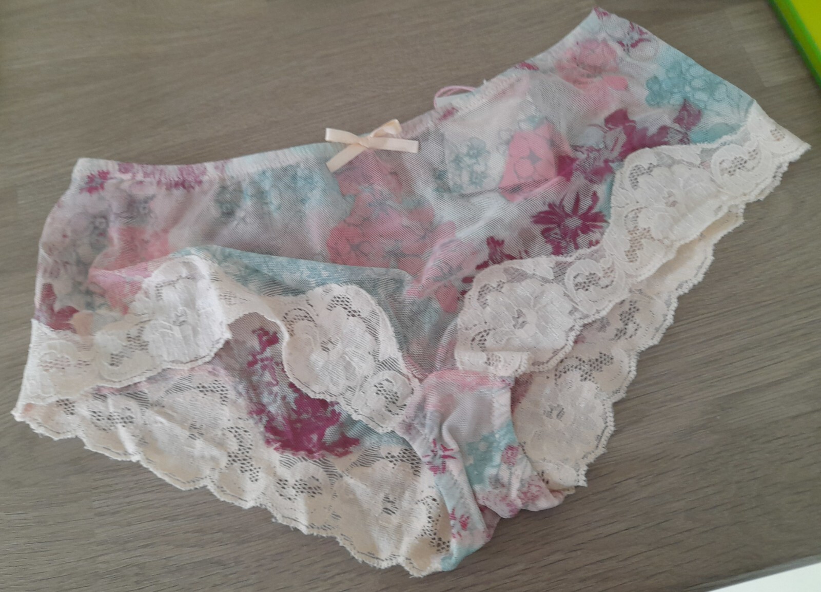 Valentino Intimate Floral Mesh/Peach Lace Collection Hipster Boyshort