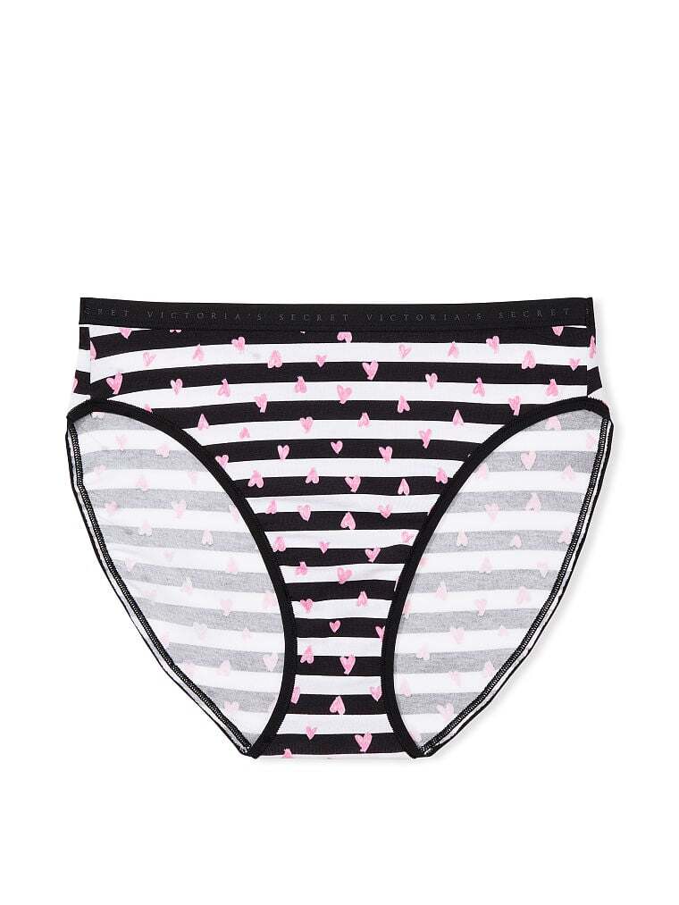 M L XL XXL Black White Heart Cotton Victorias Secret High-Leg Waist Brief Panty