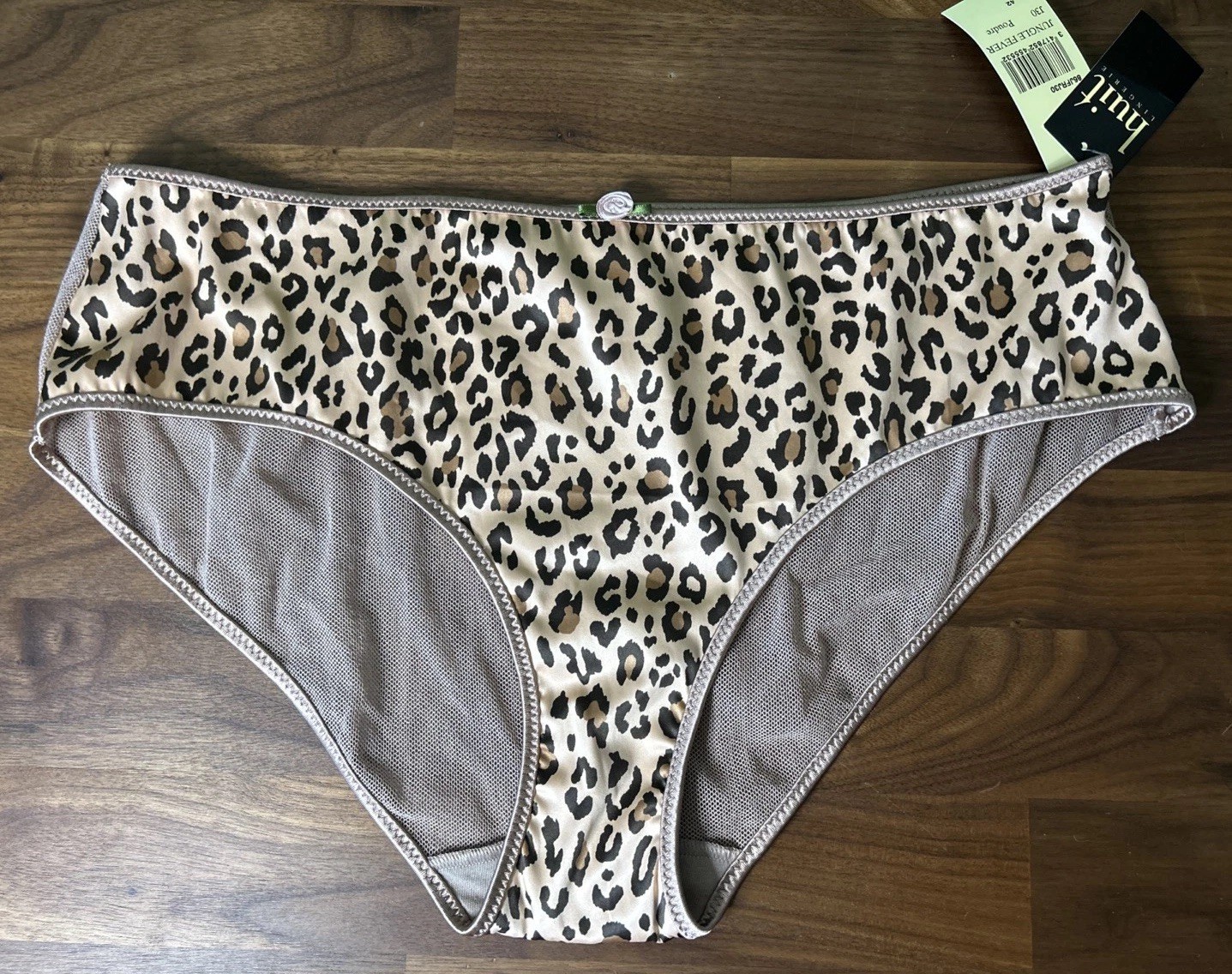Huit Womens Mesh Back Panties Sz L Second Skin Jungle Fever France NWT Silky