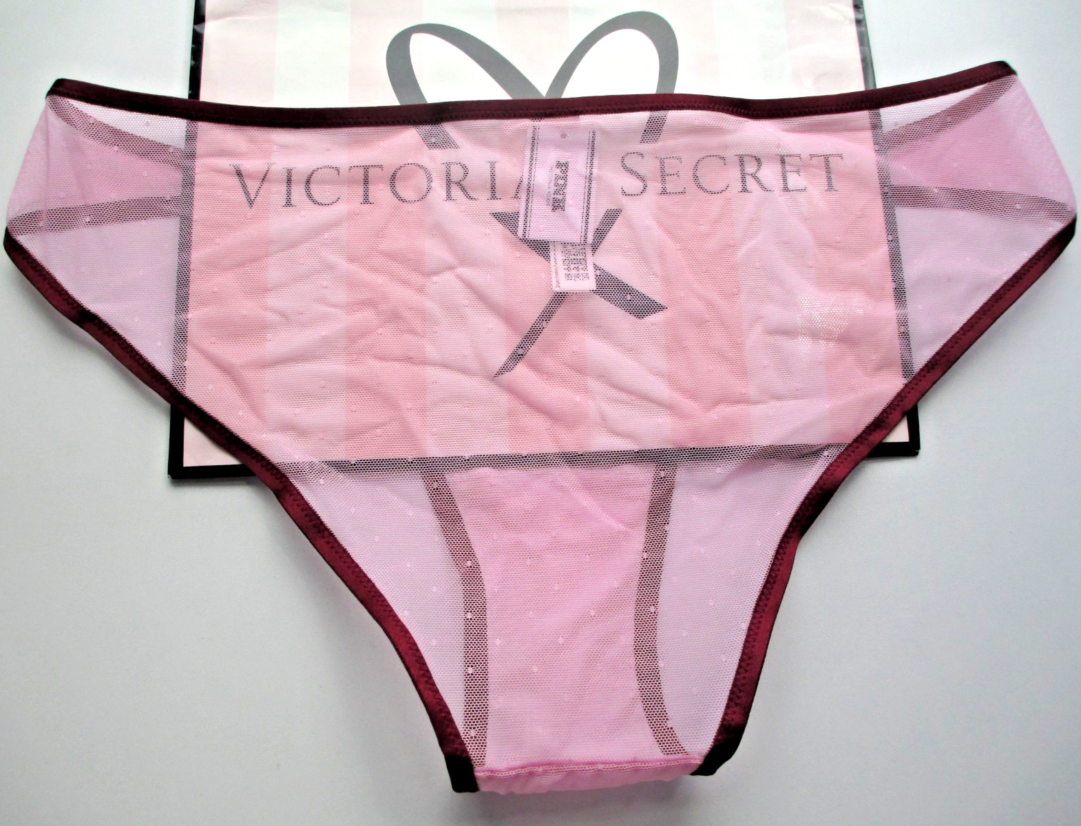 VICTORIA’S SECRET PINK Wink Cheeky Panty M L Velvet Rose NWOT Pink Mesh VS