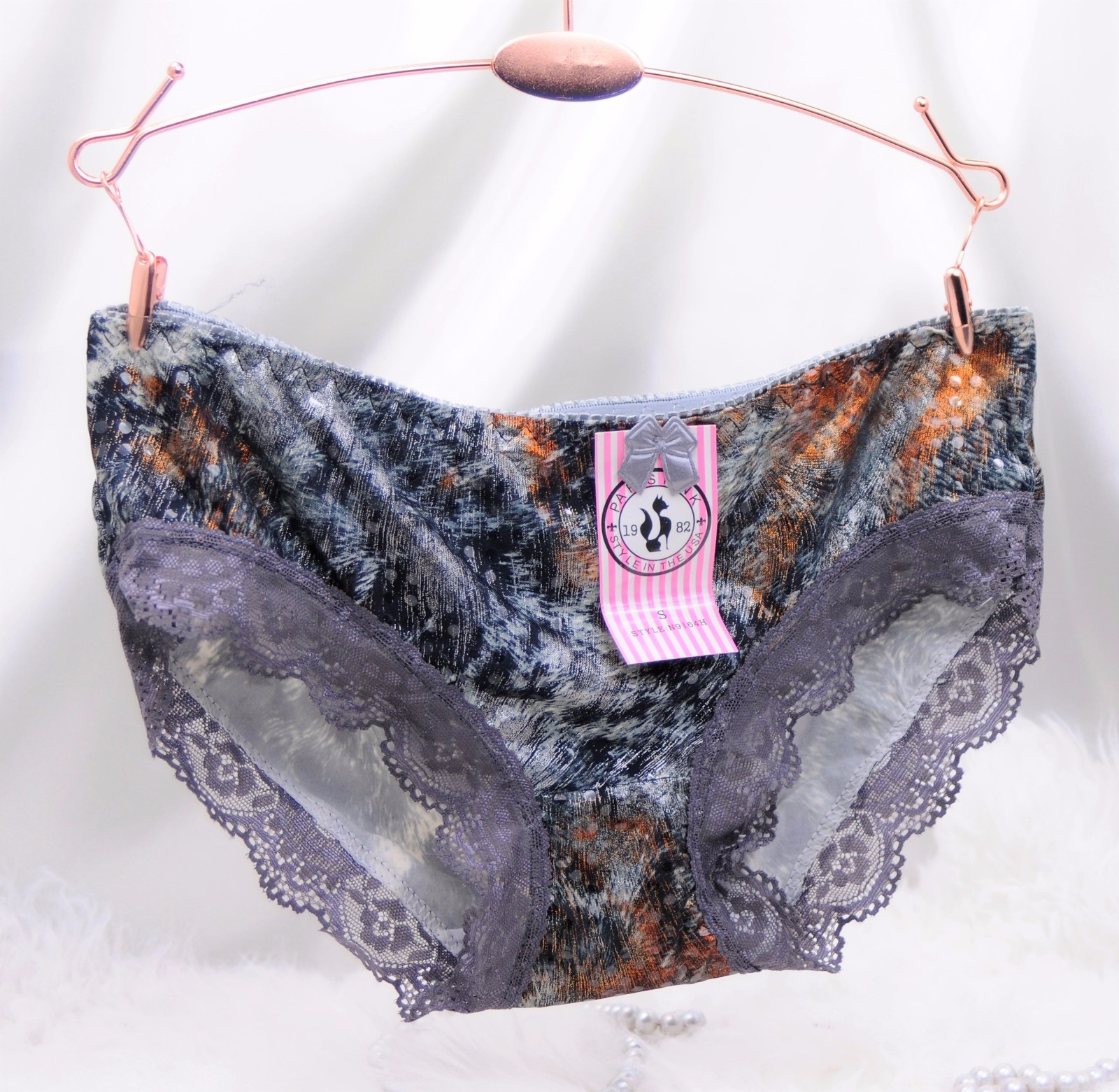 Sparkle Sequin Leopard Animal Print lacy hipster cheeky boy shorts panties sz S