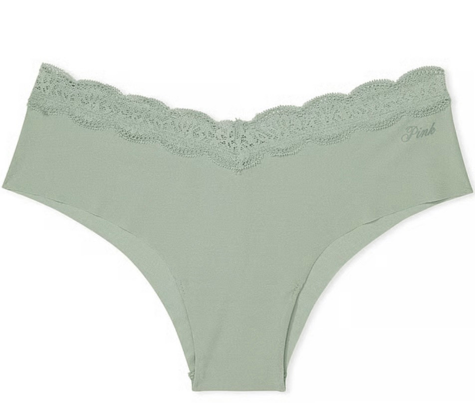 Victoria’s Secret, pink, no-show, cheekster panty. Size XL Indonesia, green with