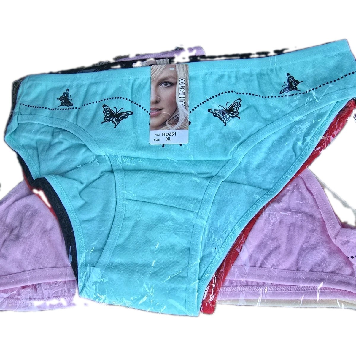 Women’s Bikini Panties XL Regular Blue Butterfly Print Theme 1 Pack HD251