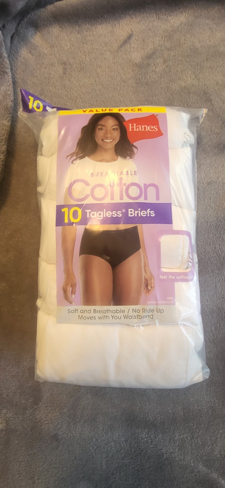 Hanes 10 Pk Womens Tagless Briefs Breathable Soft Cotton No Ride Up, Size 10/3XL