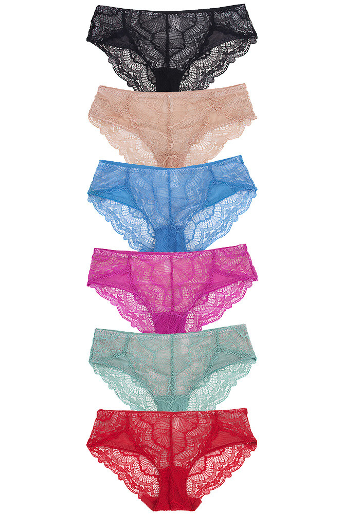 12 pack JENNIFER Women’s Stretch Sexy Floral Lace Back Bikini Panty