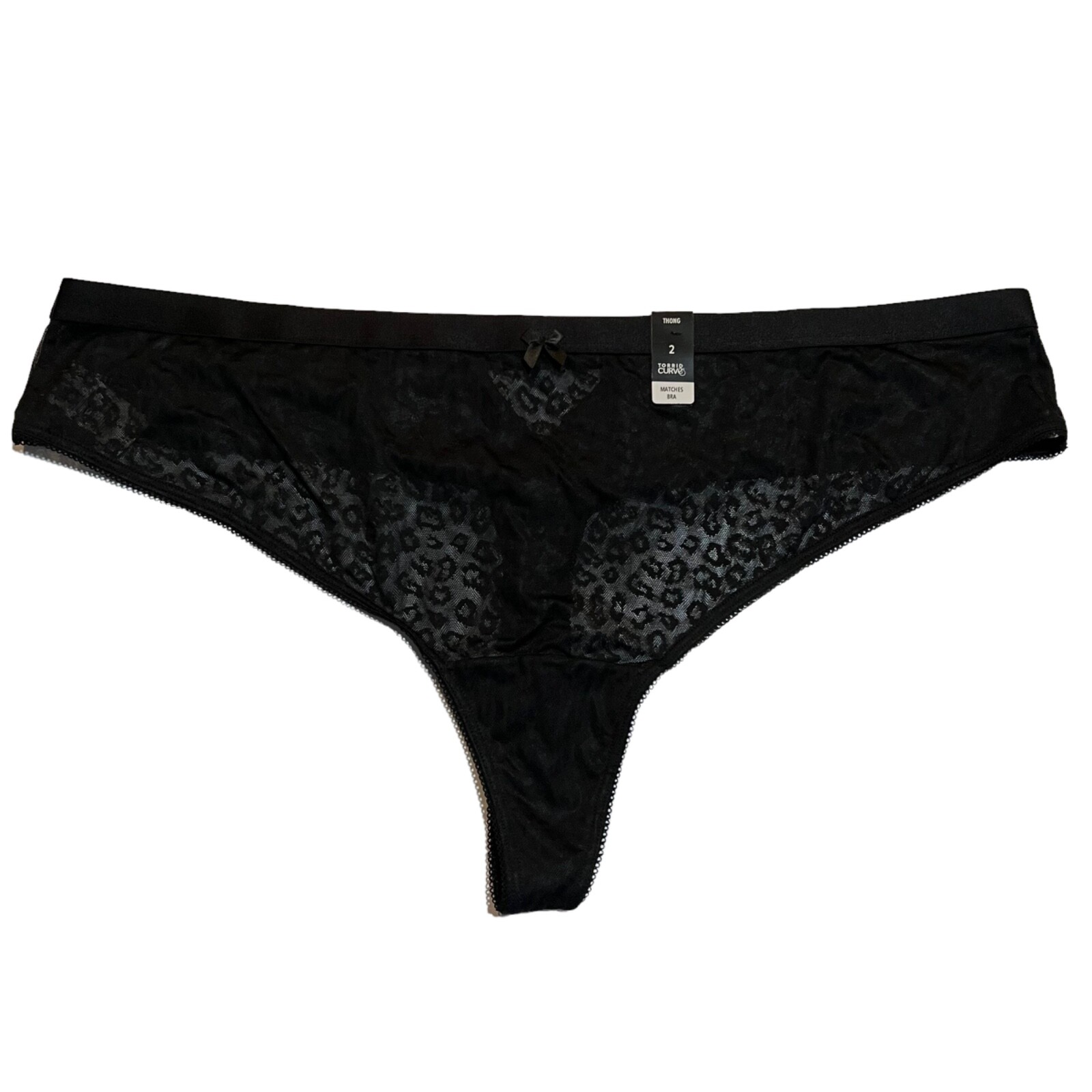 NWT TORRID Thong Pantie Sz 0X-1X-2X-3X-4X Black Print Sheer Mesh