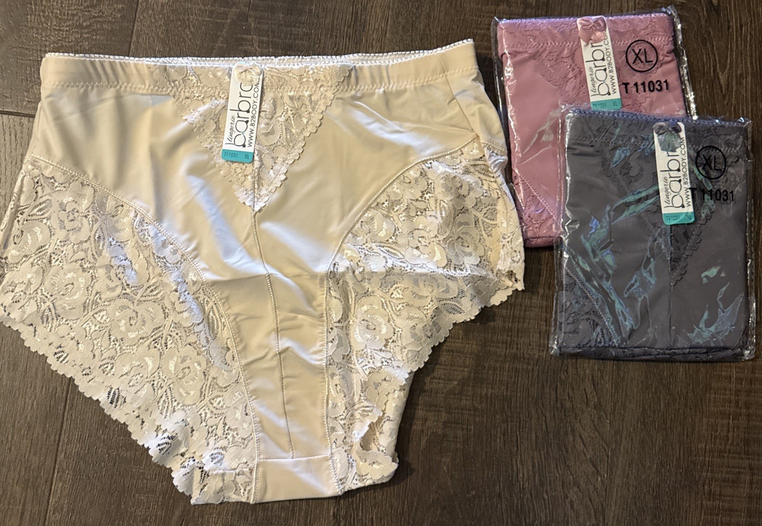 Barbro Lingerie Women’s Panties Sheer Lace Spandex Nylon XL Sexy 3 Pair