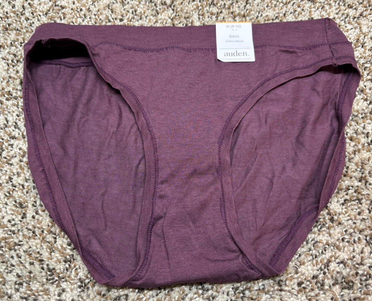 Auden “Burgundy Mist” Cotton Blend Bikini Panty. Size: M (8-10). NEW!