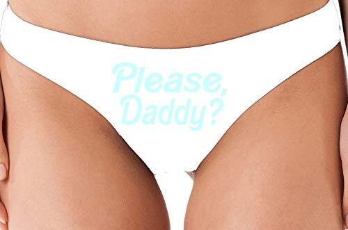 Knaughty Knickers Please Daddy Yes Daddy DDLG White Thong Unnderwear BDSM sub