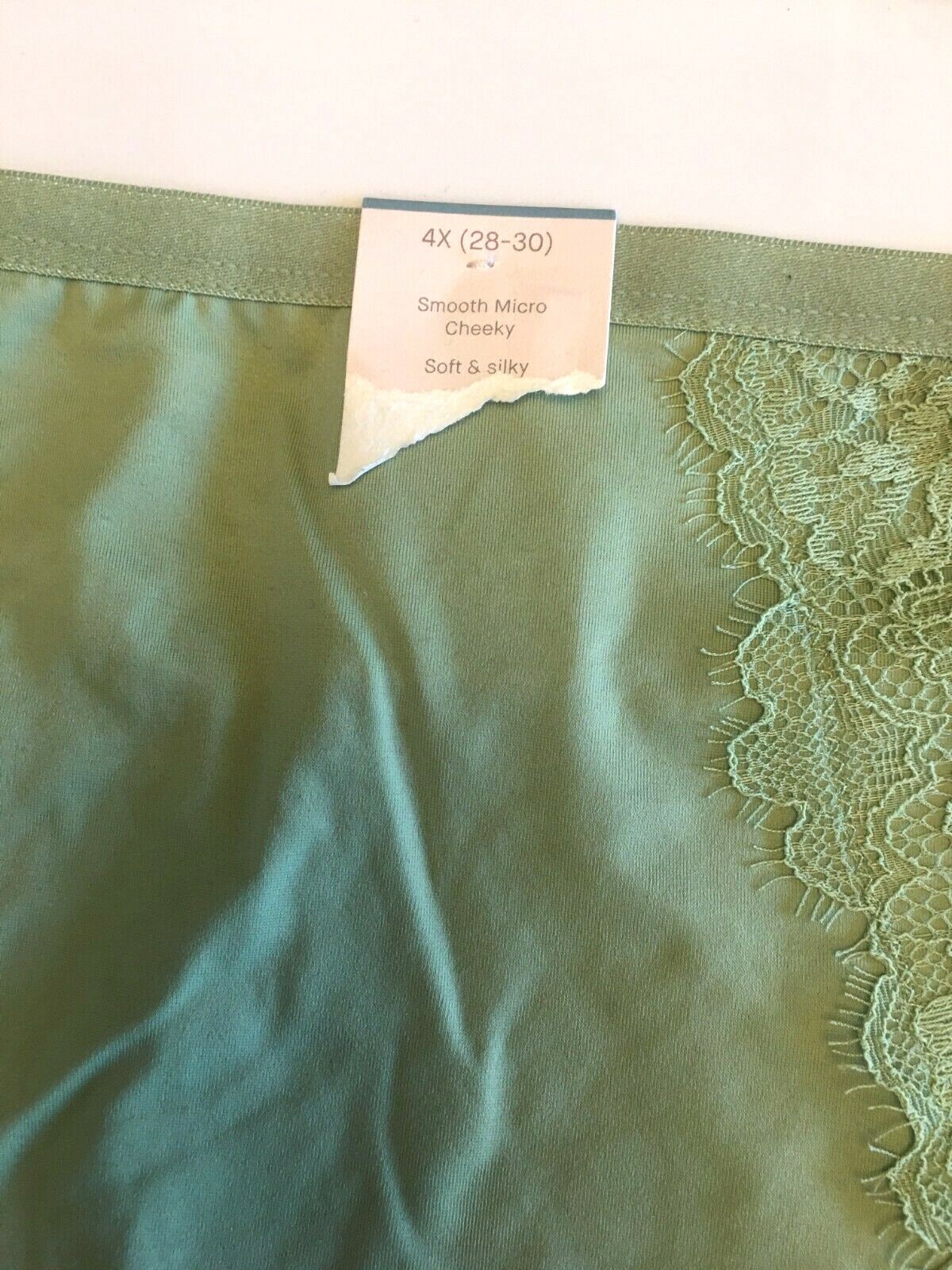 Kiwi Green Smooth Micro Cheeky Panties Womens Size 4X(28-30) Lace Soft Silky NWT