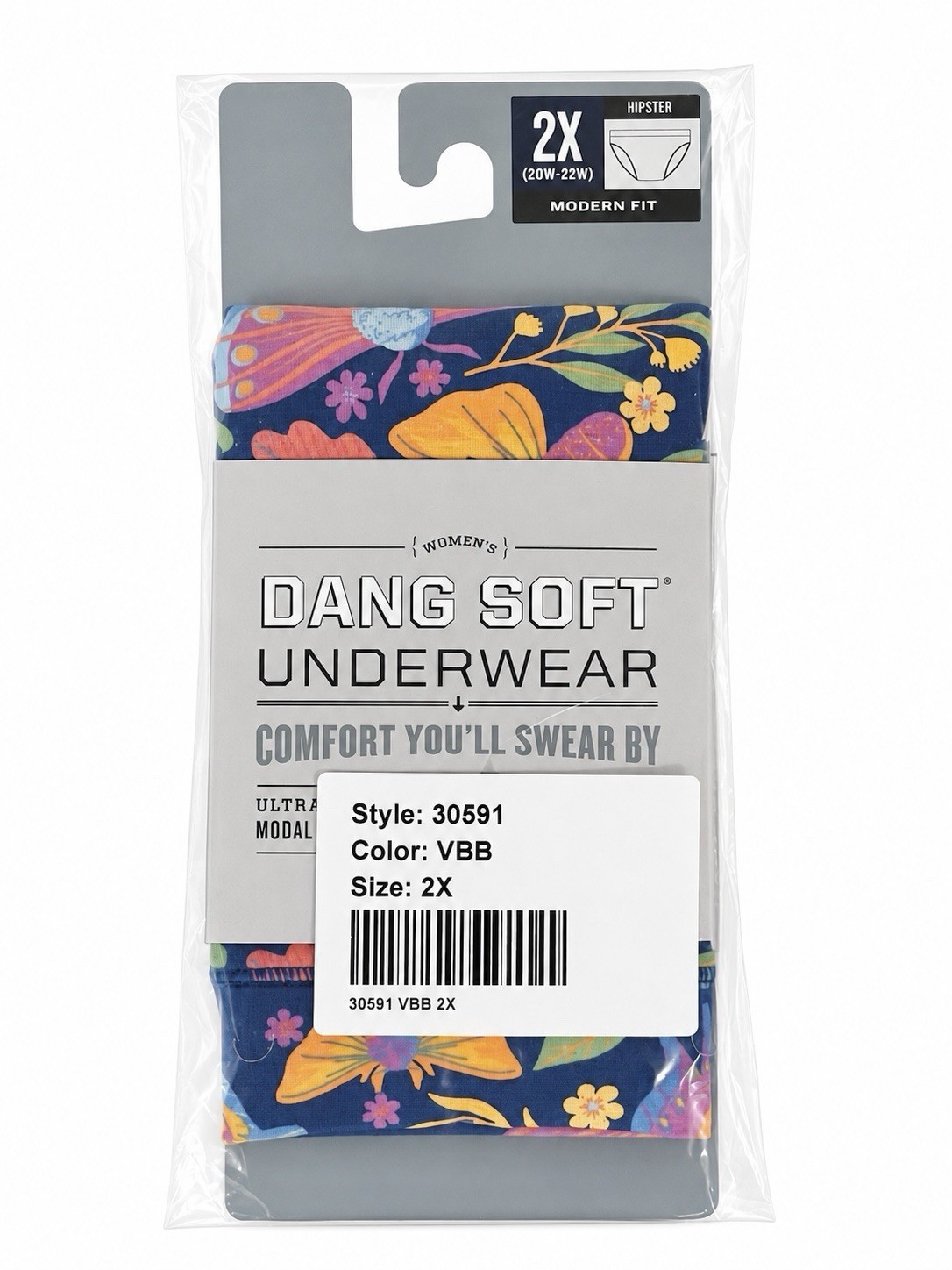 Duluth Women’s Dang Soft Underwear Modern Fit Hipster/Moth Print ~ Size 2X ~ New