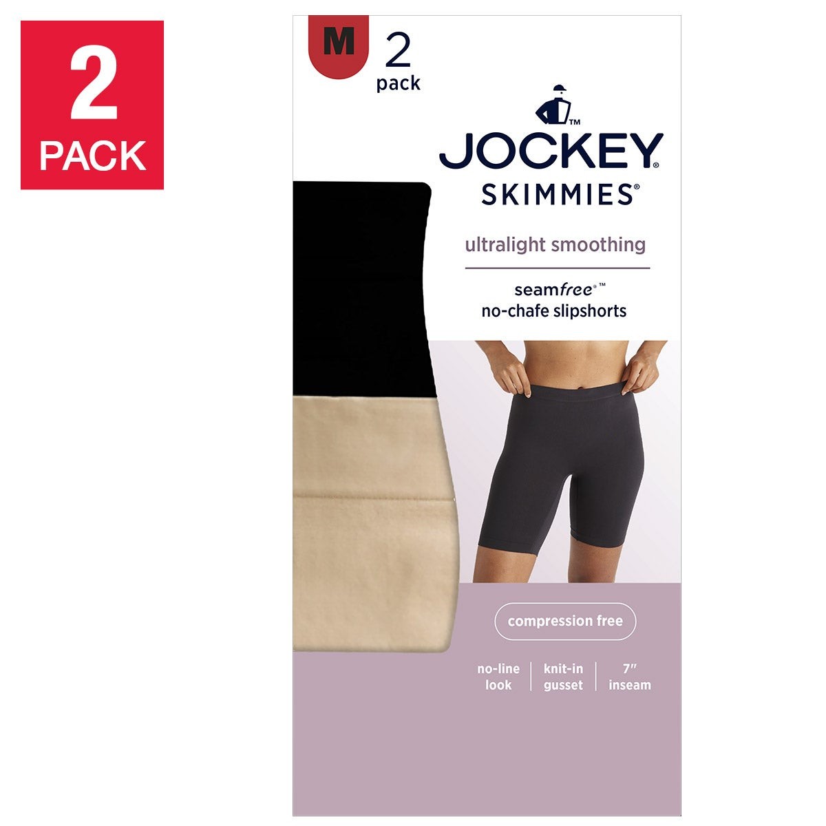 Jockey Women’s Skimmies Slip Short 2 Pack Anti Chafe Seamfree New Sizes S M L XL