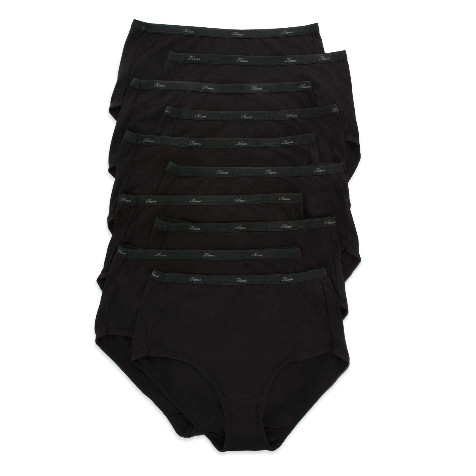 Hanes Women’s Cotton Brief Underwear, 10 Pack – Black