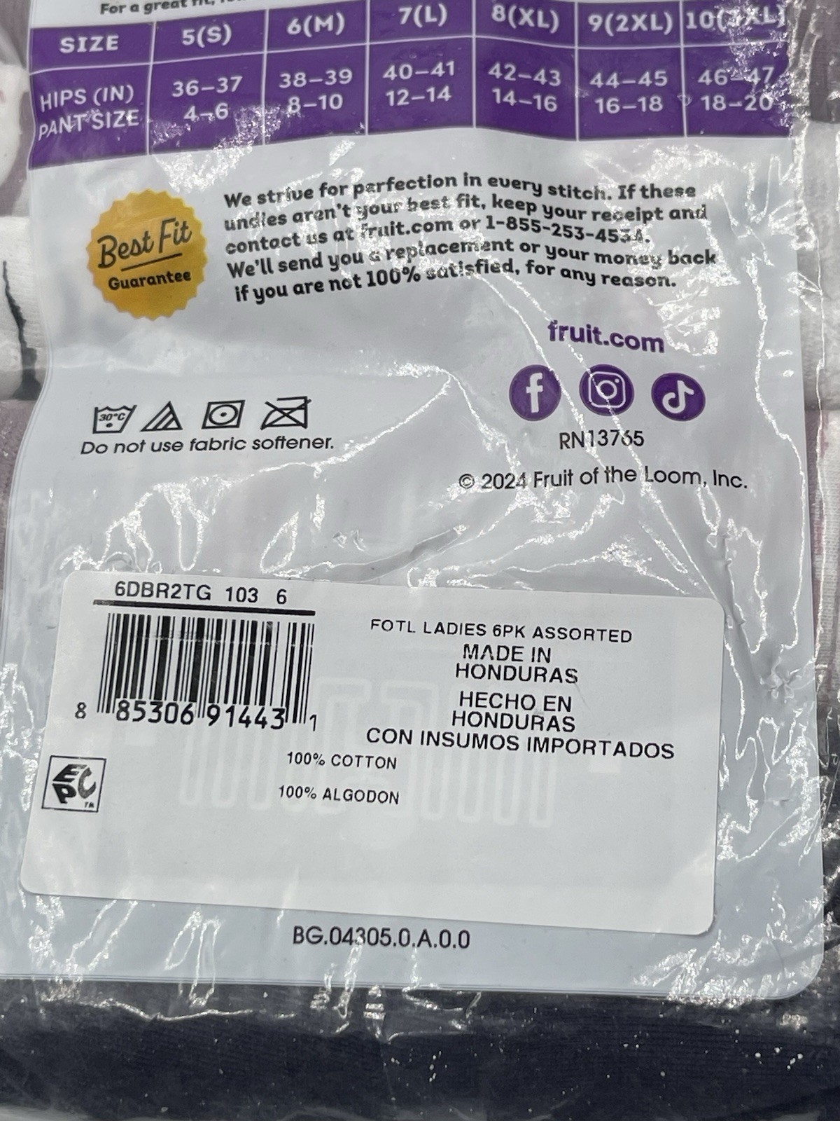 Hanes Cotton Briefs Panties Womens Size Medium 6 Underwear 5 Pack