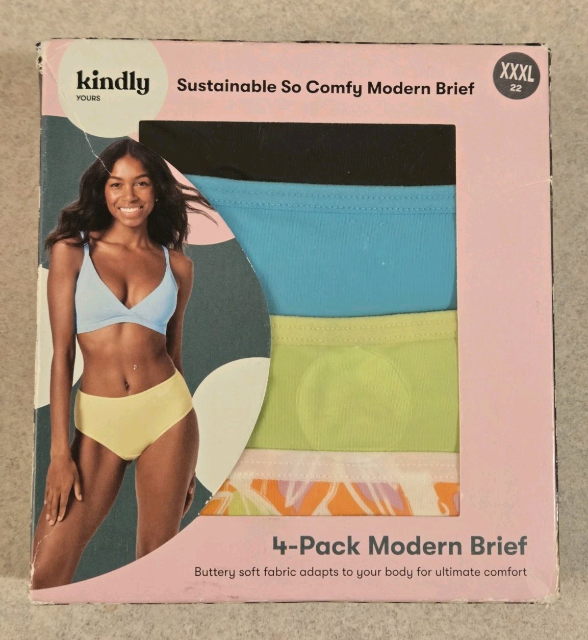 Kindly Yours Women’s XXXL 3XL (22) So Comfy 4-PACK Modern Brief Panties #10726