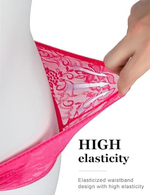 Women Lace Underwear Sexy Briefs Panties Plus Size Cheeky Hipster X-Large Pink