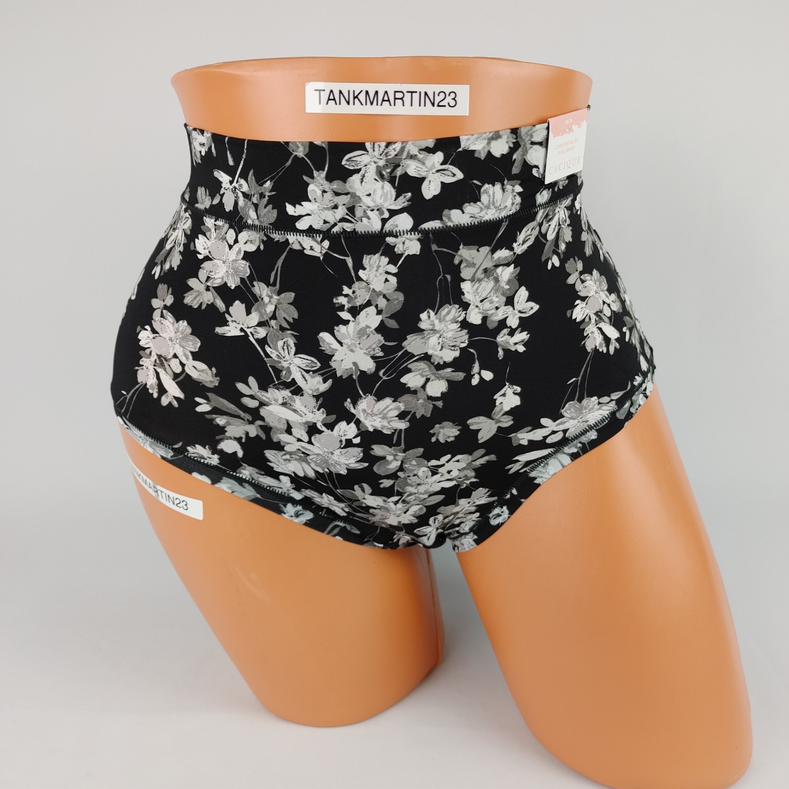 LANE BRYANT CACIQUE COMFORT BLISS FULL BRIEF PLUS PANTY 14/16 BLACK GRAY FLORAL