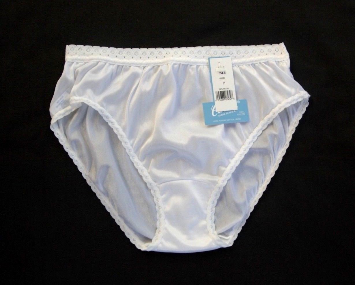 Carole 40 Denier 100% Nylon White Bikini Size 6/Medium