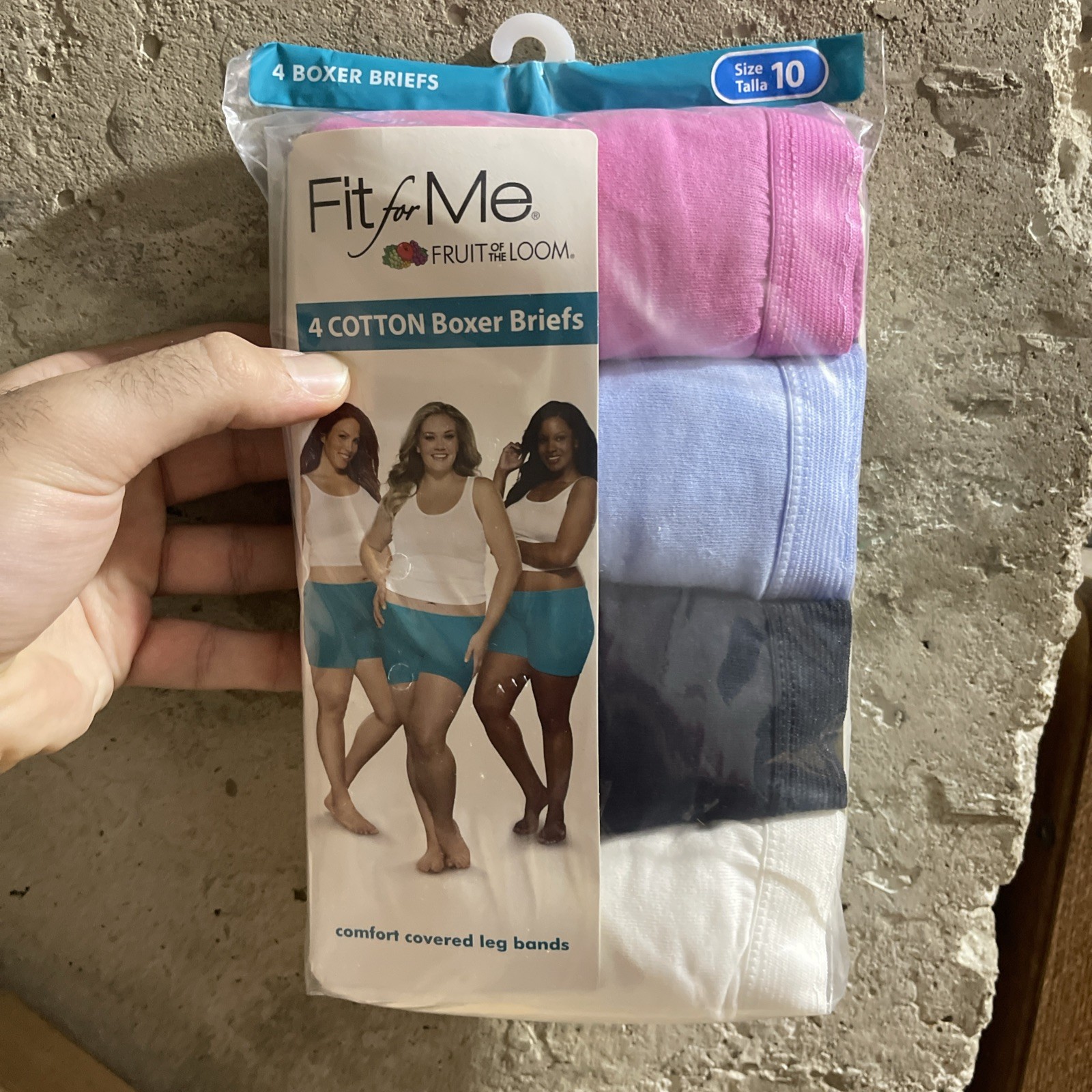 Women’s underwear Fruit of the Loom 4 Pack Cotton Boxer Briefs Size 10 Brand New