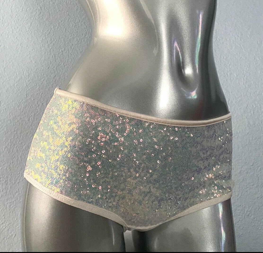 Victoria’s Secret White Sequin Front Sheer Back Sexy Shortie Panty Small S