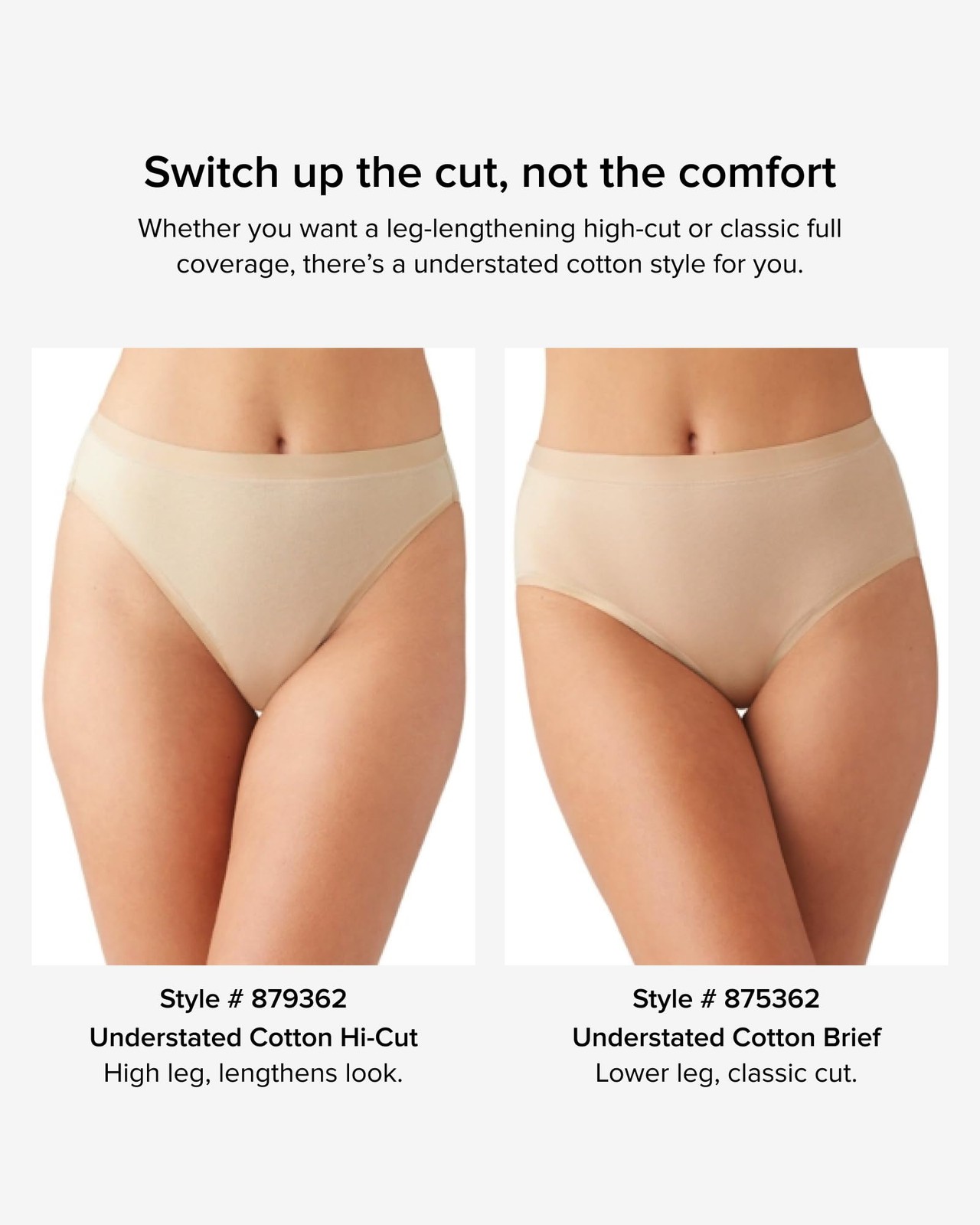Wacoal Understated Cotton Full Cover Hi-Cut Brief Panty Iceberg Green XL