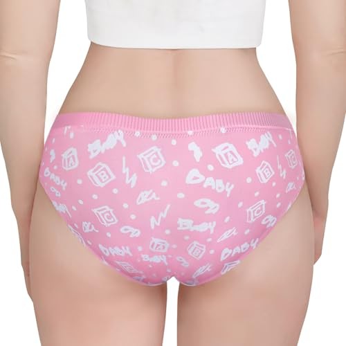 Women’s Soft Cotton Hipster Briefs Babydoll Baby Cuties ‘Oopsie’ Small Pink