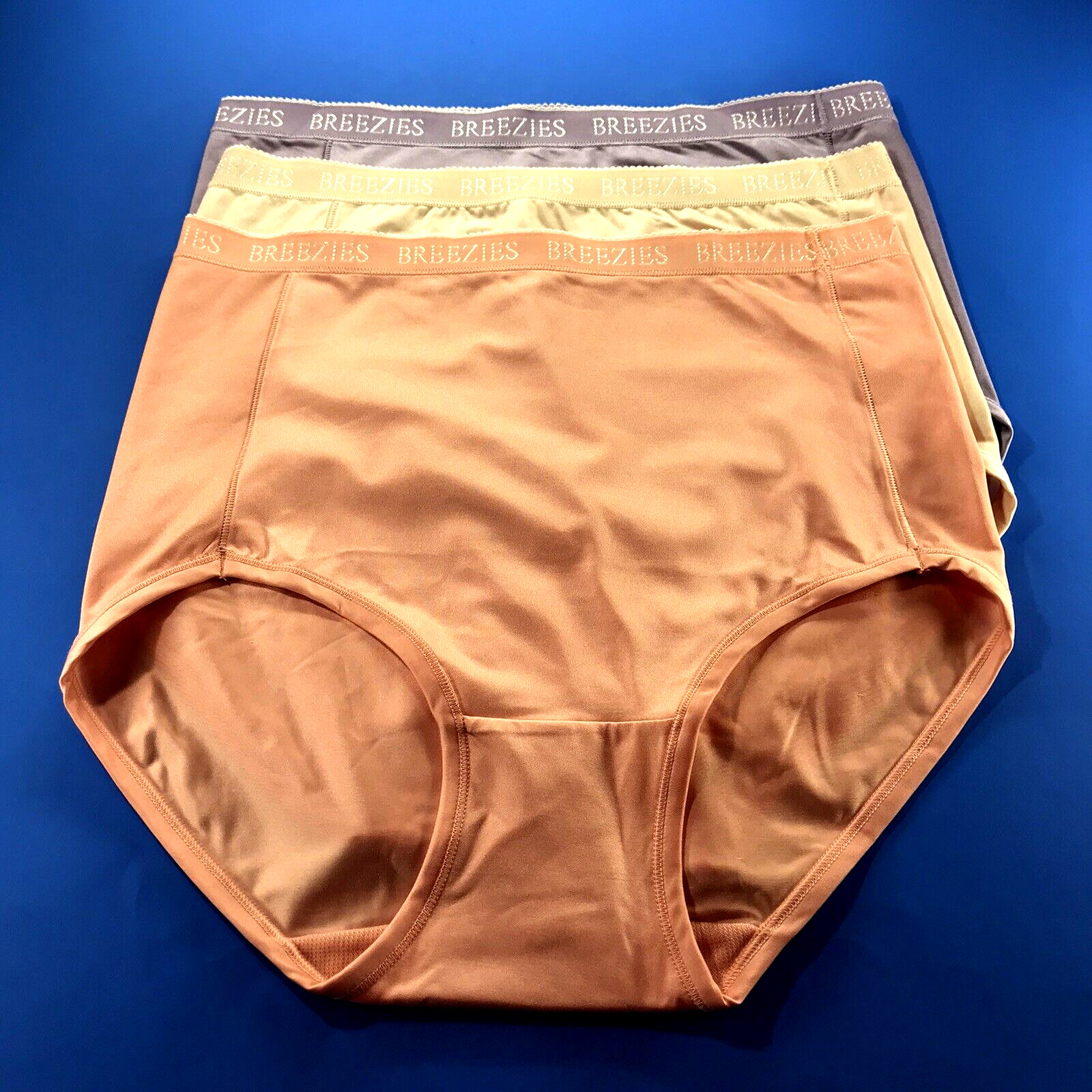 Breezies – Large – Nylon Microfiber Women’s Full Brief- 3 Pack-See Description