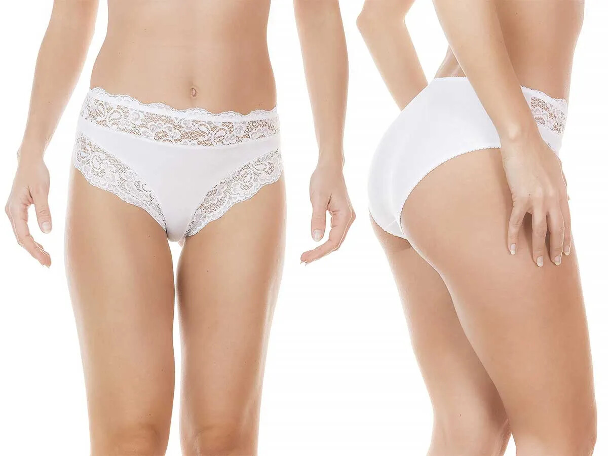 Jadea 742 Women Cotton Modal Stretch Lace High Waist Midi Briefs